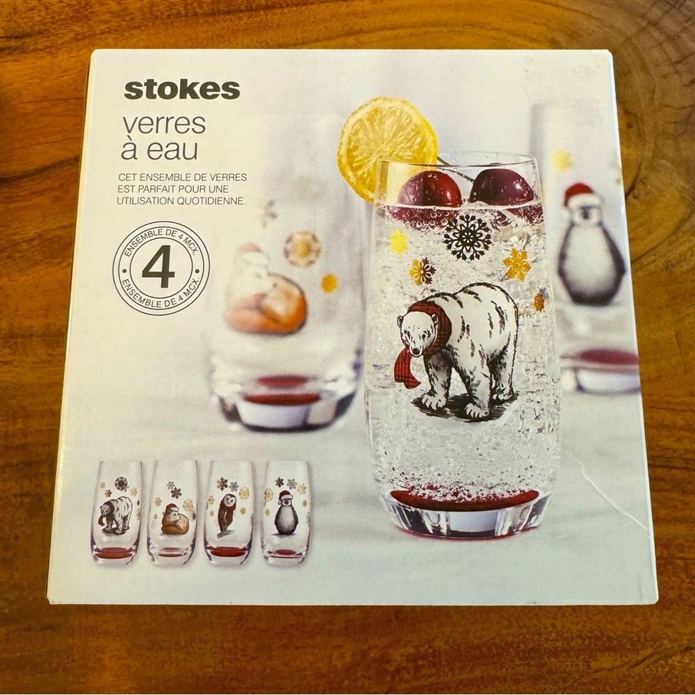 Stokes Polar Bear 4  Glass Set New In Box
